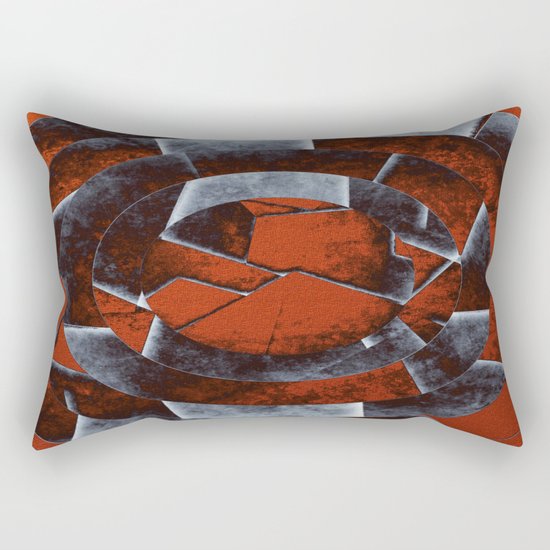 Concentric Rust - Abstract, geometric, tectured art in rustic brown, black and white Rectangular Pillow