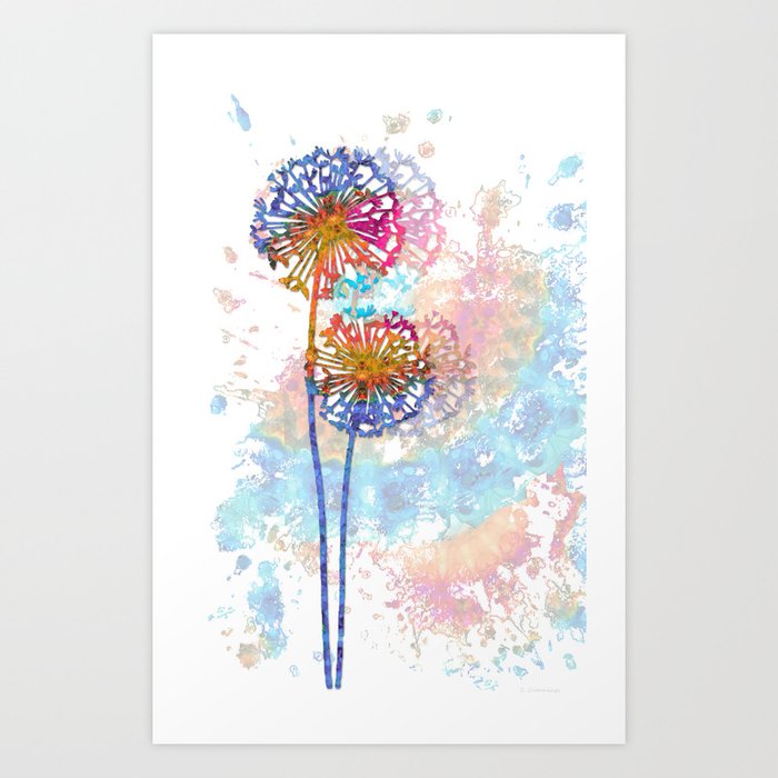 Colorful Floral Art - Dandelion Dreams Art Print