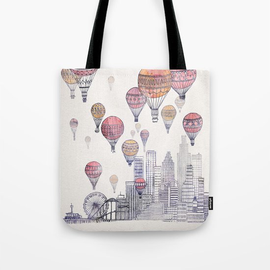Voyages Over Santa Monica Tote Bag