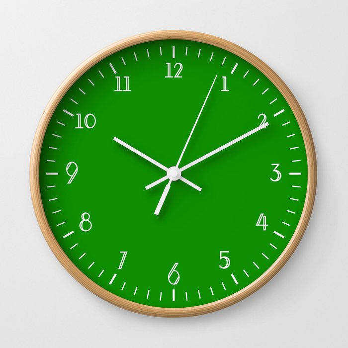 Simple Dark Bright Green Wall Clock With White Numbers Wall Clock