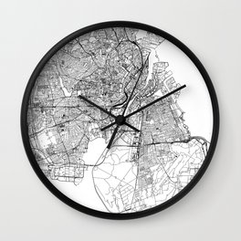 Copenhagen White Map Wall Clock
