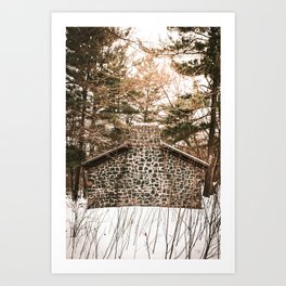 Cozy Cabin Winter Art Print
