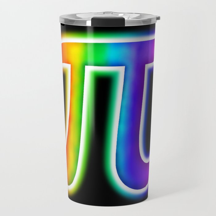 Glowing Rainbow Pi Symbol Travel Mug