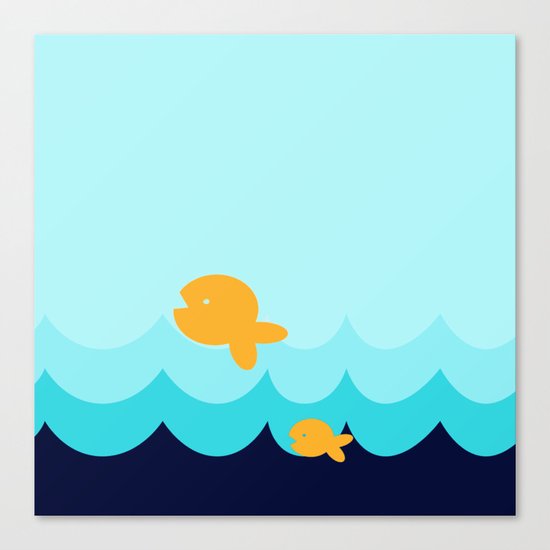 Beach Series Aqua- Gold Fish Animals in the deep See Canvas Print