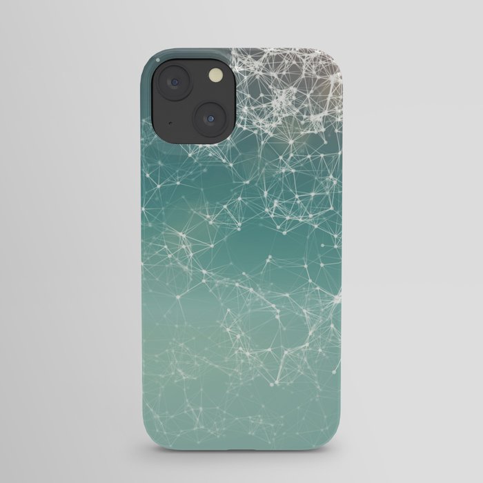Fresh summer abstract background. Connecting dots, lens flare iPhone Case