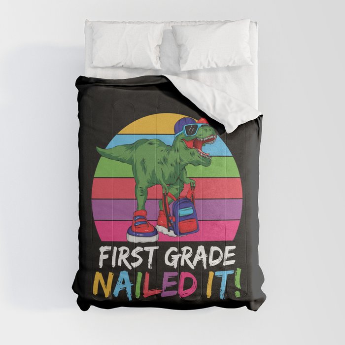 First Grade Nailed It Dinosaur Comforter