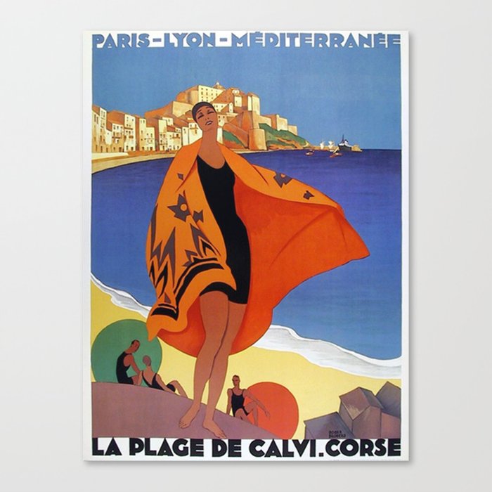 Vintage poster - La Plage de Calvi, La Corse, France Canvas Print
