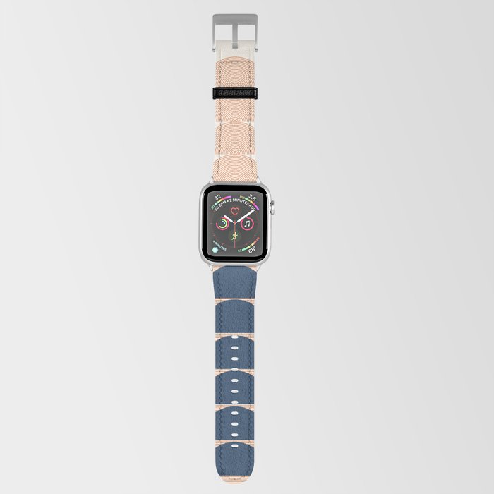 Geometric Lines Design 5 in Shades of Navy Blue Orange (Sunrise and Sunset) Apple Watch Band