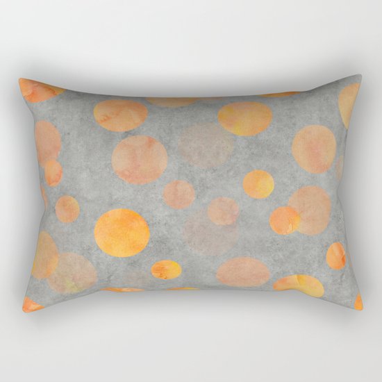 Fancy orange Dot Pattern on grey Rectangular Pillow
