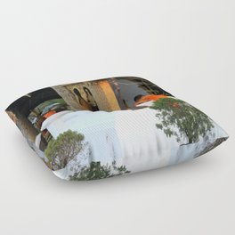 Monks and Temple Floor Pillow