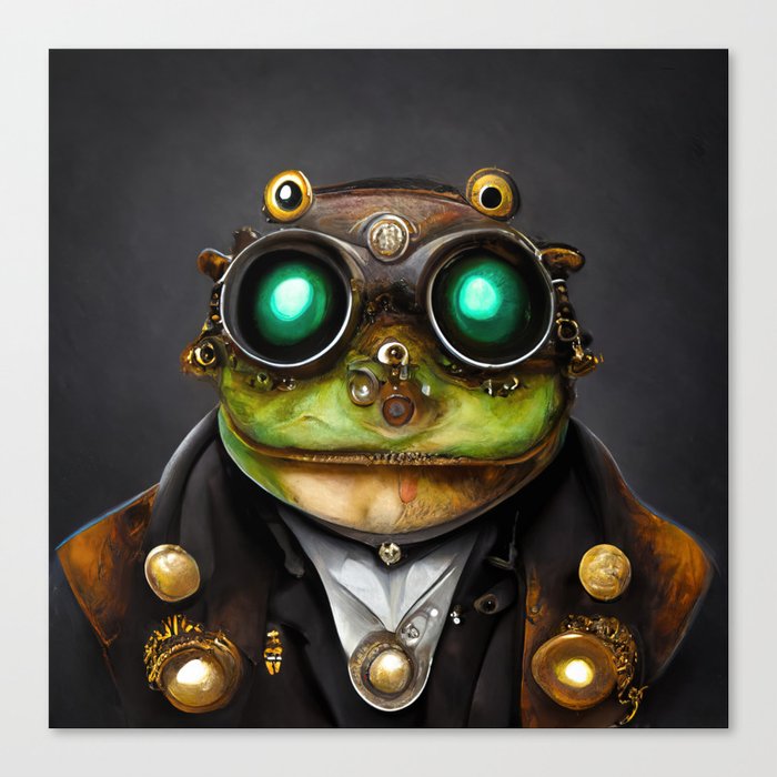 Steampunk Animal 12 Frog Portrait Canvas Print