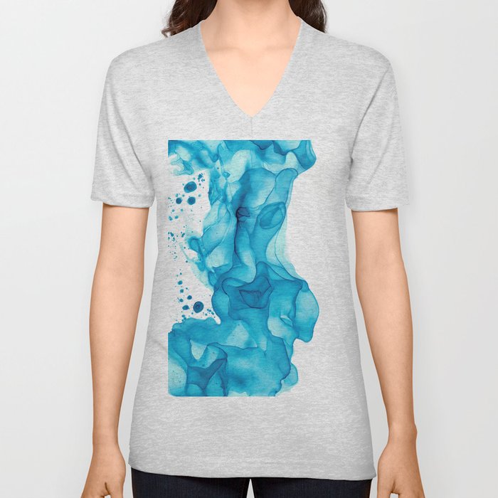 Ocean Art 4422 Modern Abstract Alcohol Ink Painting by Herzart V Neck T Shirt