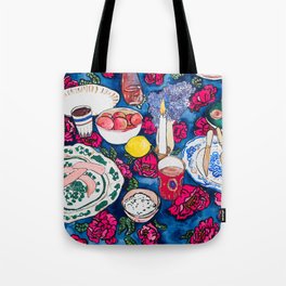Friendsgiving Floral Tablescape Painting Tote Bag