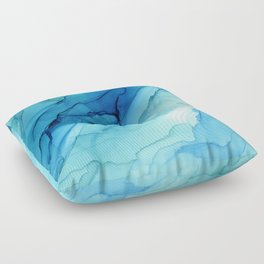 Emerald Sea Waves - Abstract Ombre Flowing Ink Floor Pillow