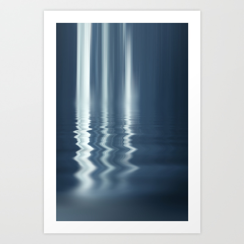 Liquid Blue Abstract Digital Art Art Print