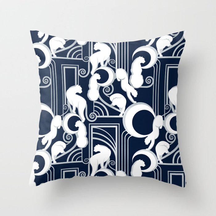 Deco Gatsby Panthers // navy and silver Throw Pillow