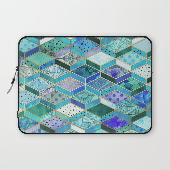 Sapphire & Emerald Diamond Patchwork Pattern Laptop Sleeve