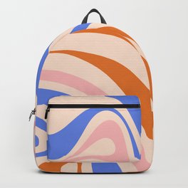 New Groove Retro Swirl Abstract Pattern Blue Orange Pink Blush Backpack
