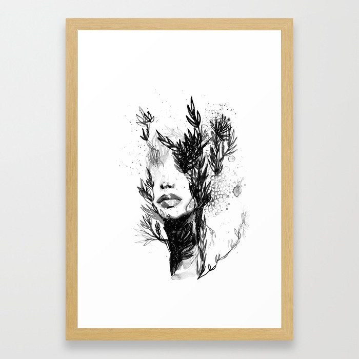 Black N White Women Abstract Face Love Framed Art Print
