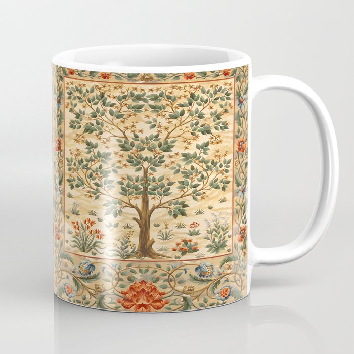 William Morris (British, 1834-1896) & John Henry Dearle (British, 1859-1932) - Tree of life (The Garden) - 1910 - Arts and Crafts - Media: Embroidered Wool - Digitally Enhanced Version - Coffee Mug