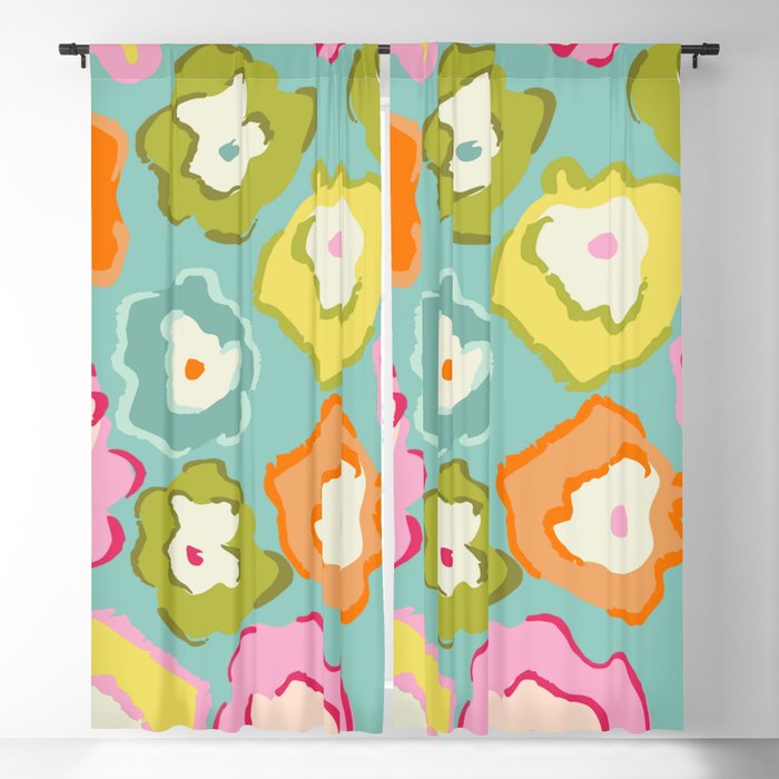 Abstract Colorful Matisse Summer Flowers Blackout Curtain