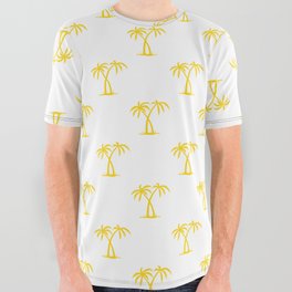 Yellow Palm Trees Pattern All Over Graphic Tee