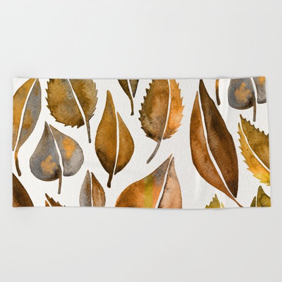Rusty Leaves Beach Towel