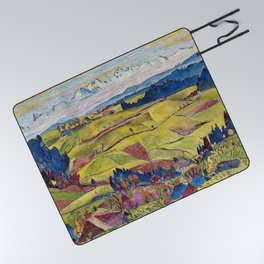 Chamonix Valley and Snow-capped French Alps landscape by Cuno Amiet Picnic Blanket