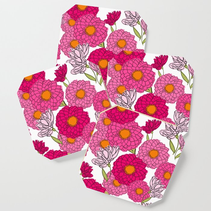 Retro Modern Mums Floral  Coaster