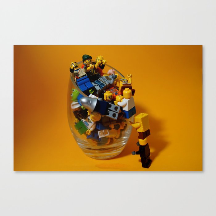 Lego's minifigs in a Glass Canvas Print
