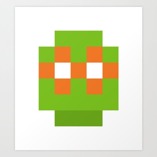 hero pixel green orange Art Print