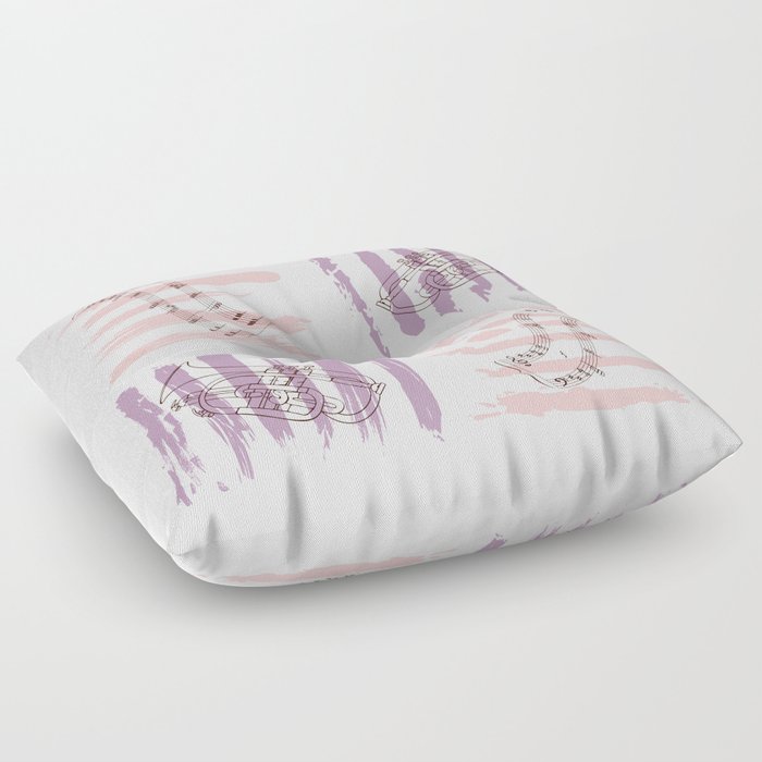Copy of Musical trumpet pattern with notes Floor Pillow