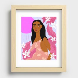 Girl With Pink Sun Recessed Framed Print