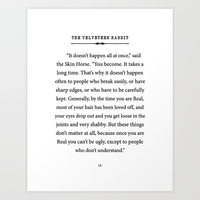 The Velveteen Rabbit You Become Real Art Print By Enchantedlibrary Society6