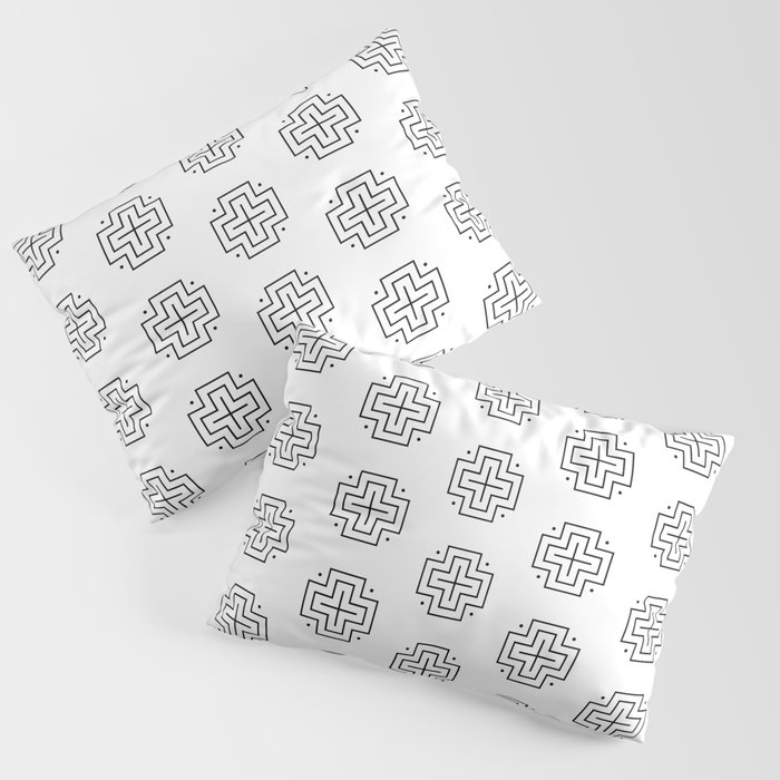 Tribal cross pattern - black and white Pillow Sham
