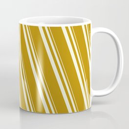 [ Thumbnail: Beige and Dark Goldenrod Colored Stripes Pattern Coffee Mug ]