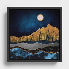 Midnight Desert Moon Framed Canvas