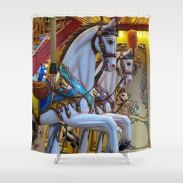 Vintage Carousel Horse Funky Quirky Cute Cozy Boho Maximalism Maximalist Shower Curtain