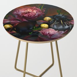 Peonies in Pink and Black Side Table