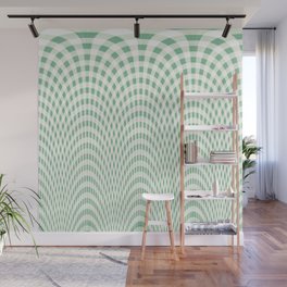Green and white curved squares Wall Mural