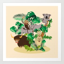 Wild Animals in the Jungle – Pattern for Children Art Print