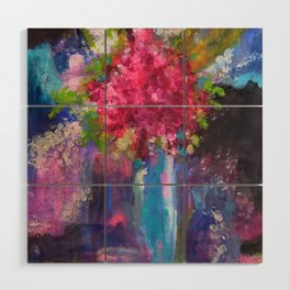 Abstract Flower in Vase Wood Wall Art