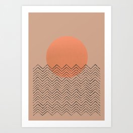 Abstract pattern 7b tan peach landscape Art Print
