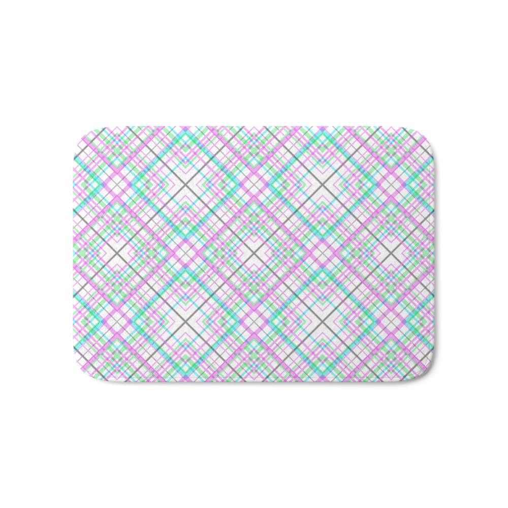 Pattern The Cage .pink And Turquoise . Bath Mat by decoli