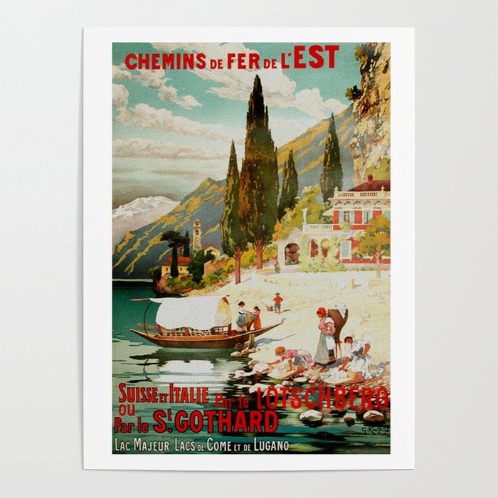 Switzerland and Italy Via St. Gotthard Travel Poster Poster