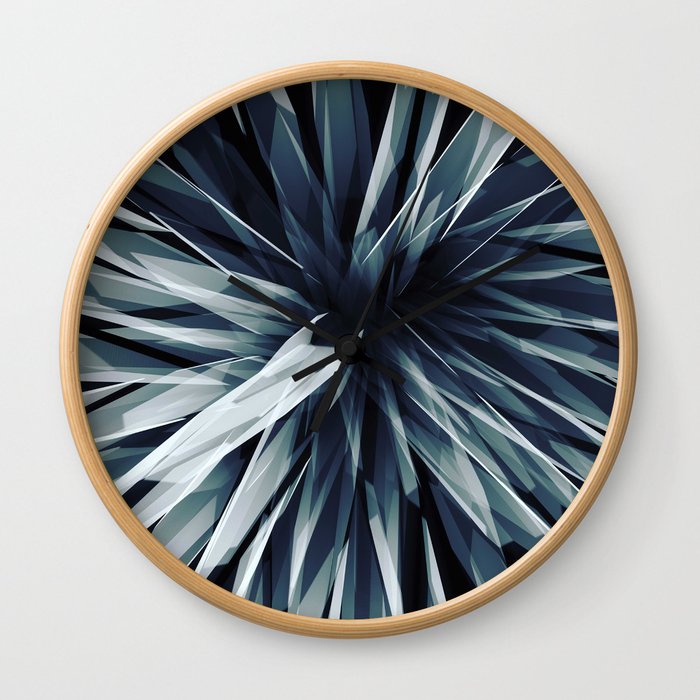 Perspective Facets Retro Blue Wall Clock
