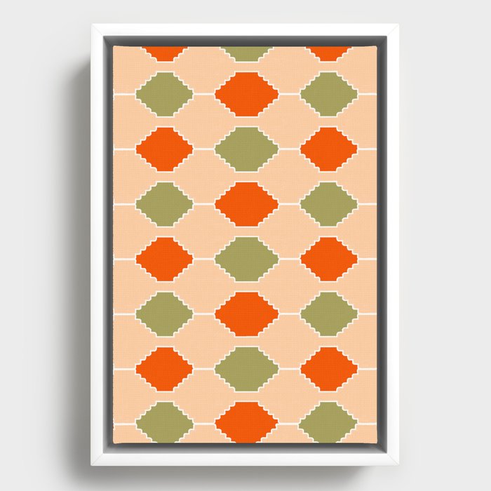 Retro Abstract Checkered Pattern Framed Canvas