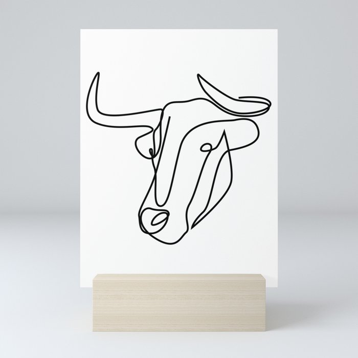 one line bull - hillbilly Mini Art Print