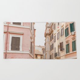 Pastel Color Streets in Rome Photo | Italian City Architecture Art Print | Italy Travel Photography Beach Towel
