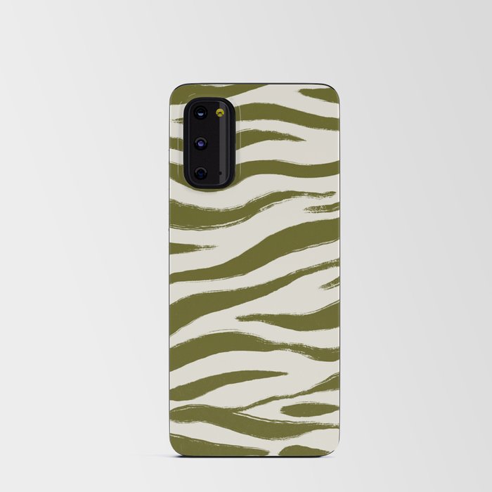 Earthy Green and Beige Zebra Tiger Animal Print Pattern Android Card Case